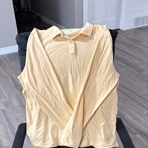 Lands' End Long Sleeve Polo in Soft Yellow